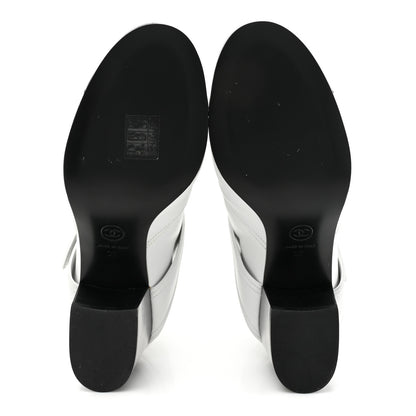 Chanel Lambskin Goatskin Cap Toe Boots 37 White Black 6 of 10