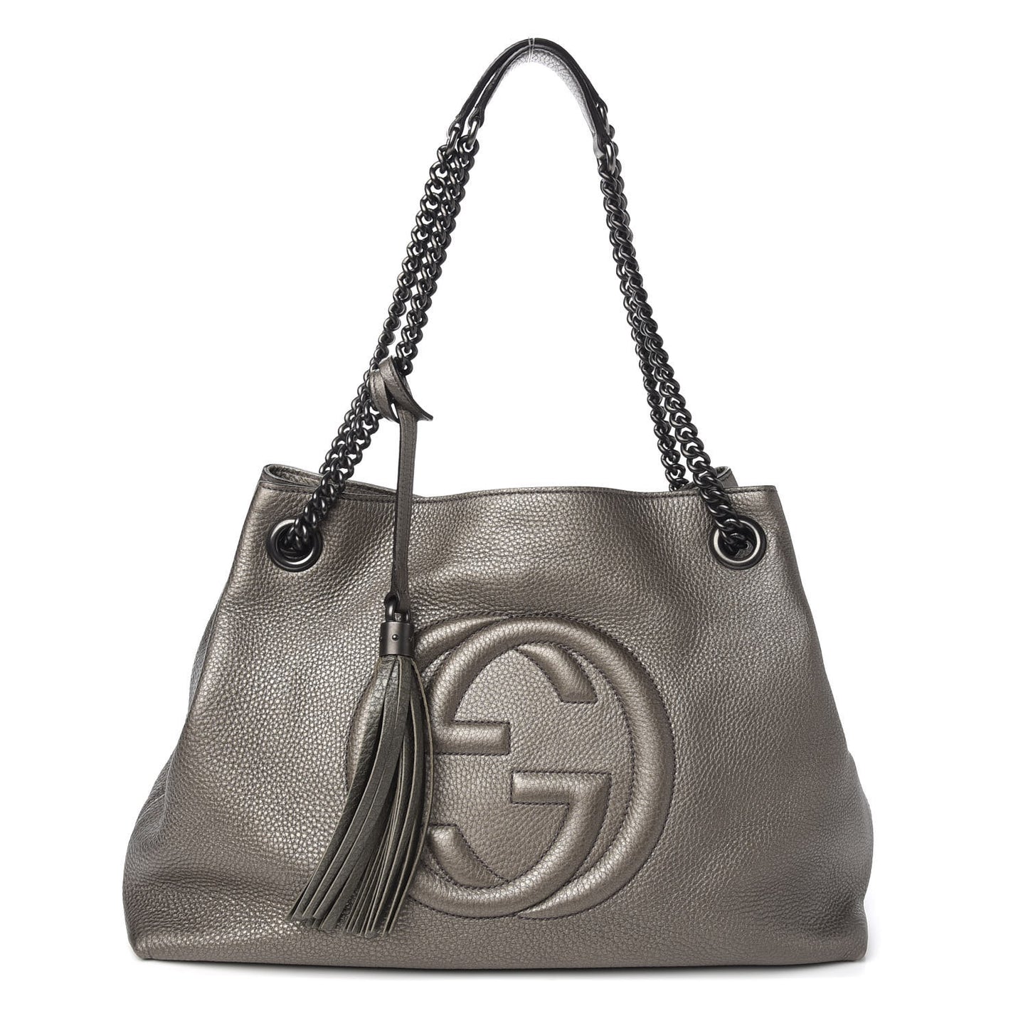 Metallic Pebbled Calfskin Medium Soho Chain Shoulder Bag Sasso