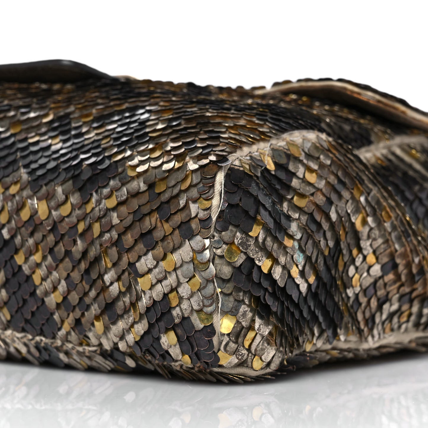 Silk Metallic Sequin Watersnake Carolina Chain Shoulder Bag Multicolor