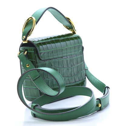 Chloe Calfskin Crocodile Embossed Mini C Double Carry Woodsy Green 3 of 15