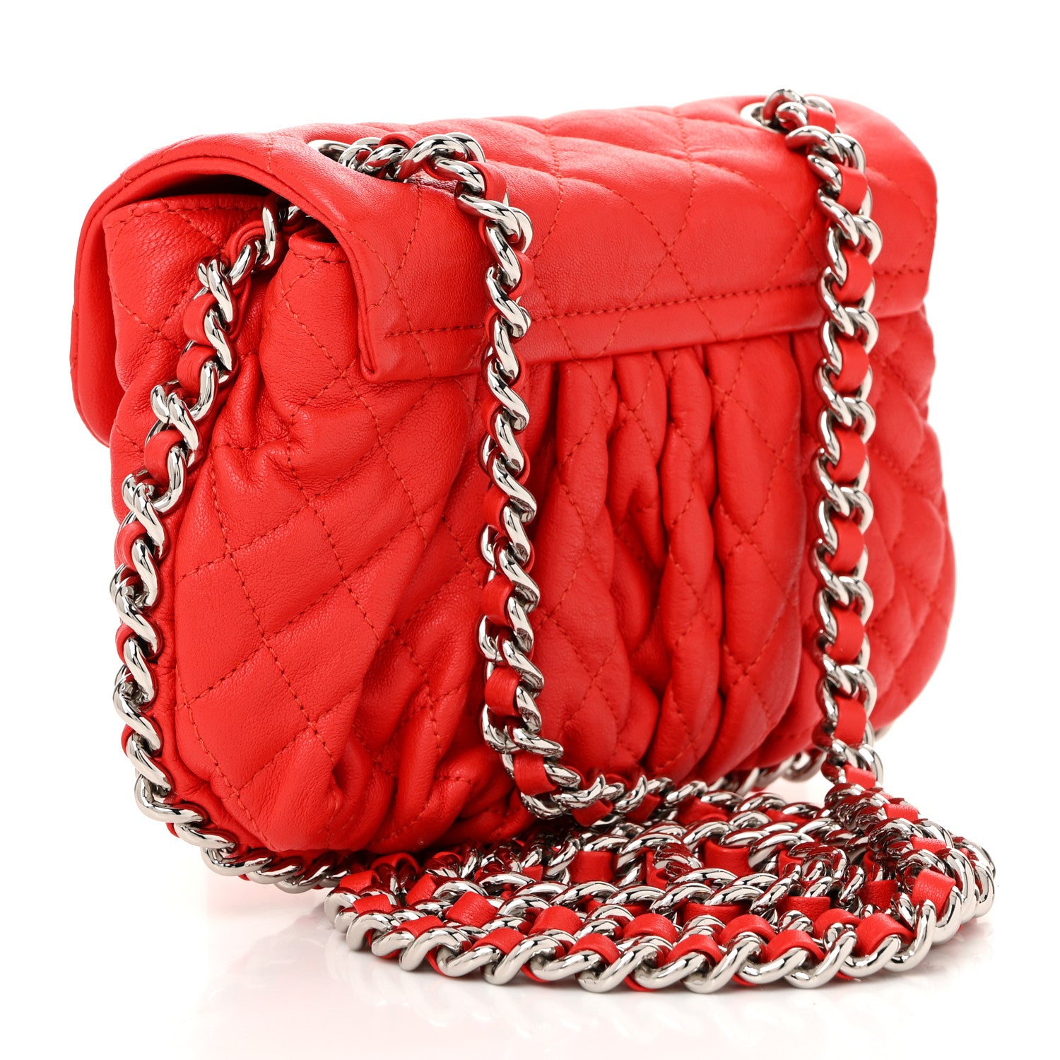Chanel Washed Lambskin Mini Chain Around Messenger Red 3 of 11