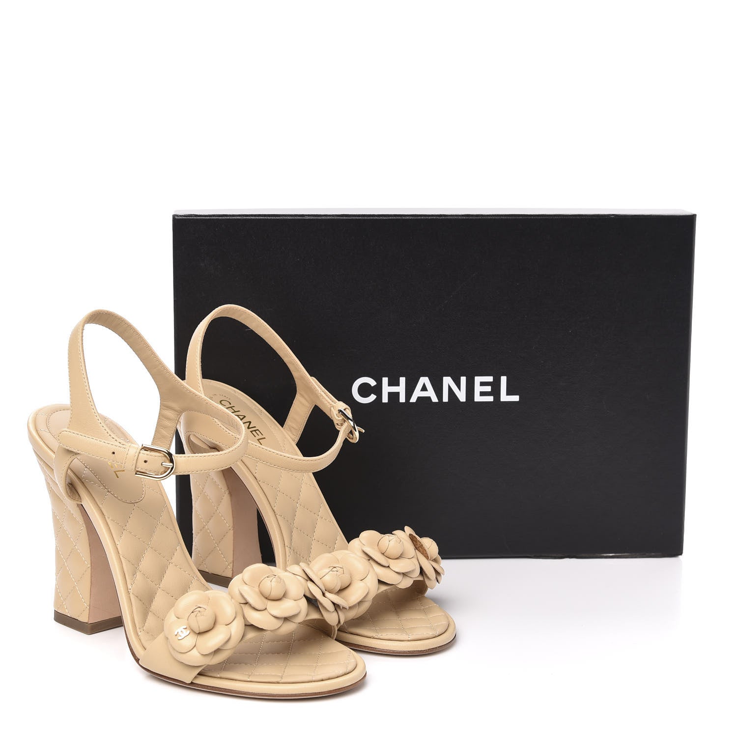 Chanel Lambskin Camellia Sandals 38.5 Beige 11 of 11