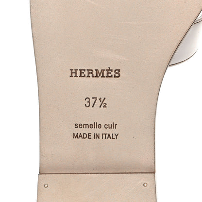 Hermes Box Calfskin Oran Sandals 37.5 White 6 of 9