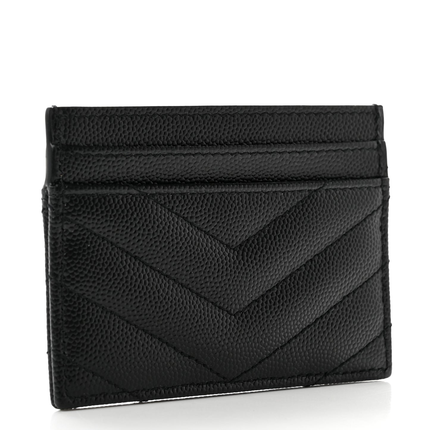 Grain De Poudre Matelasse Chevron Monochrome Monogram Credit Card Case Black