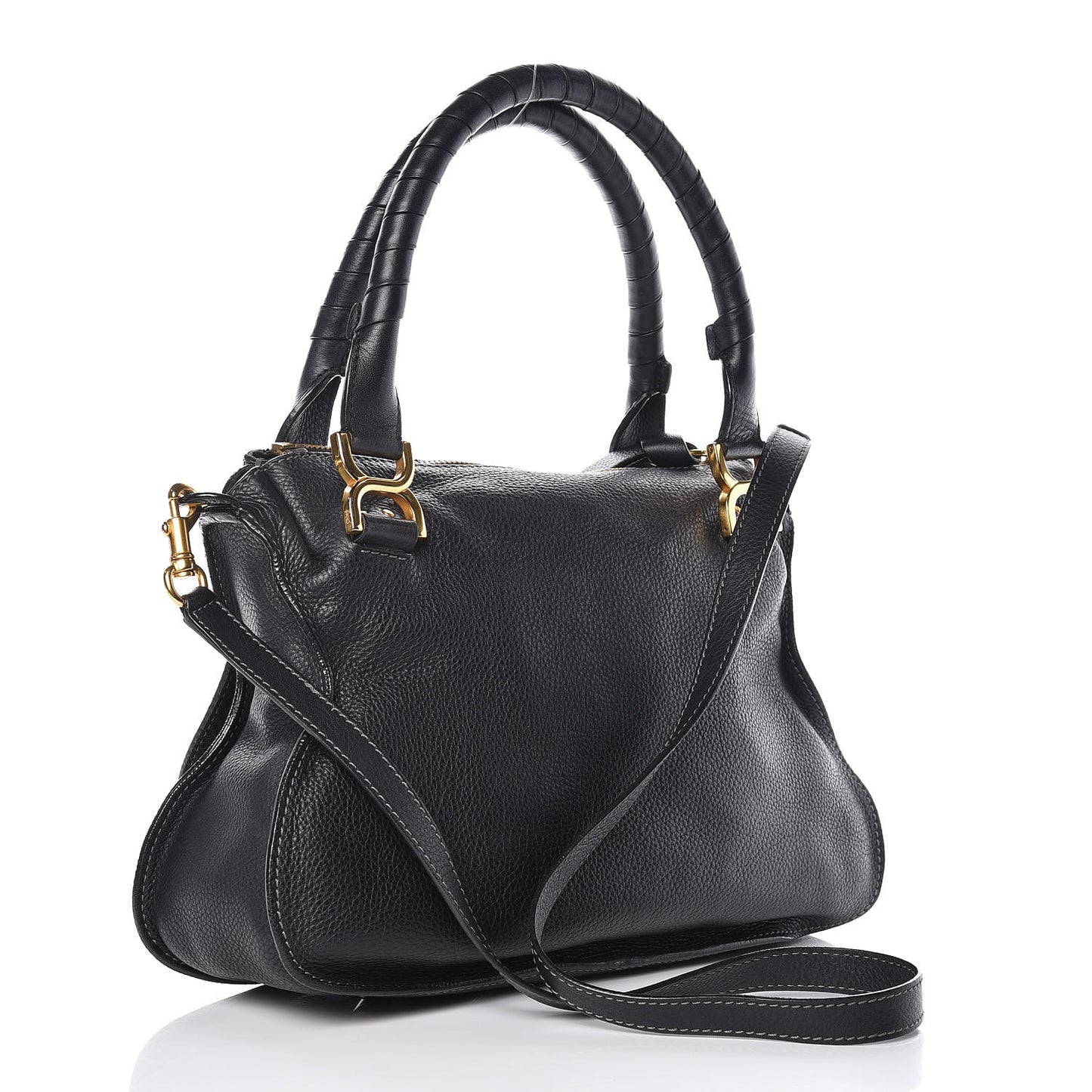 Calfskin Medium Marcie Satchel Black