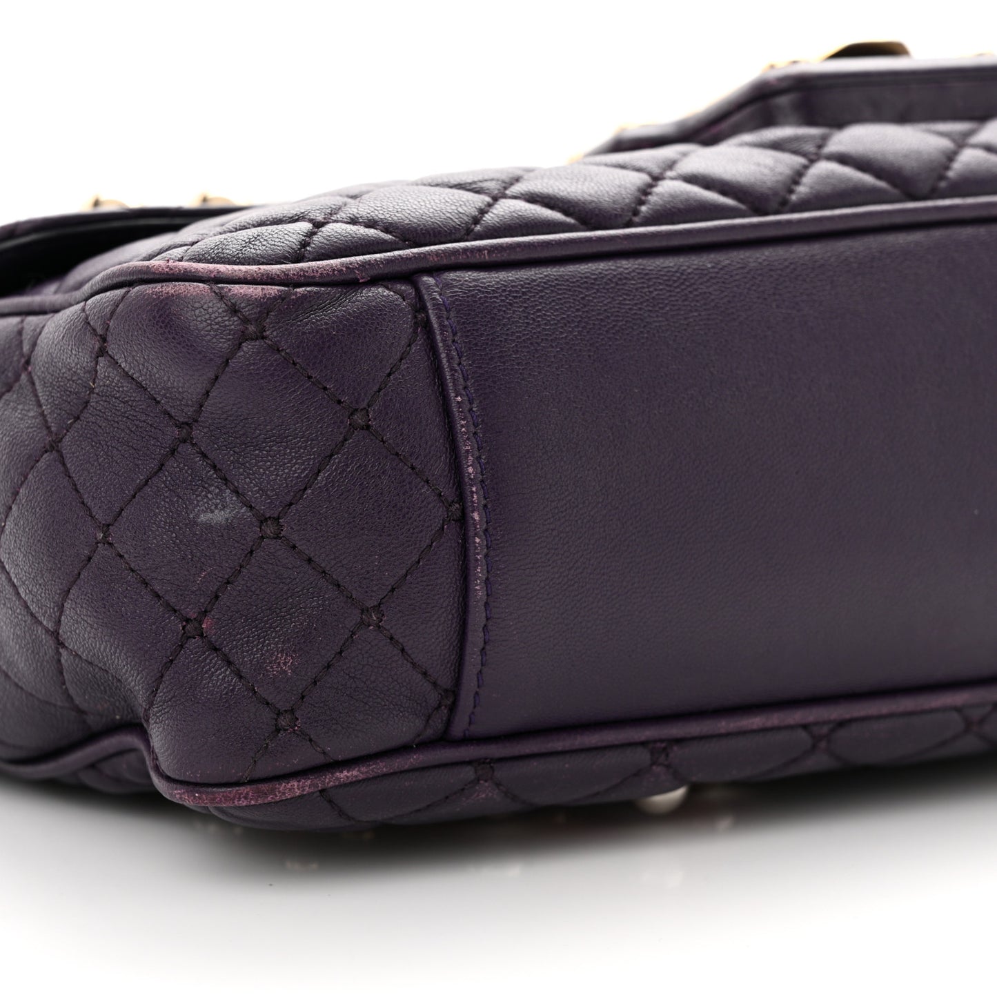 Lambskin Watersnake Embellished Lucia Shoulder Bag Purple