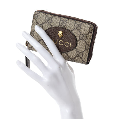 Gucci GG Supreme Monogram Neo Vintage Zip Around Card Case Beige Crop New Acero 2 of 6