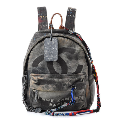 Chanel Graffiti Printed Canvas Medium Backpack Black 1 of 9