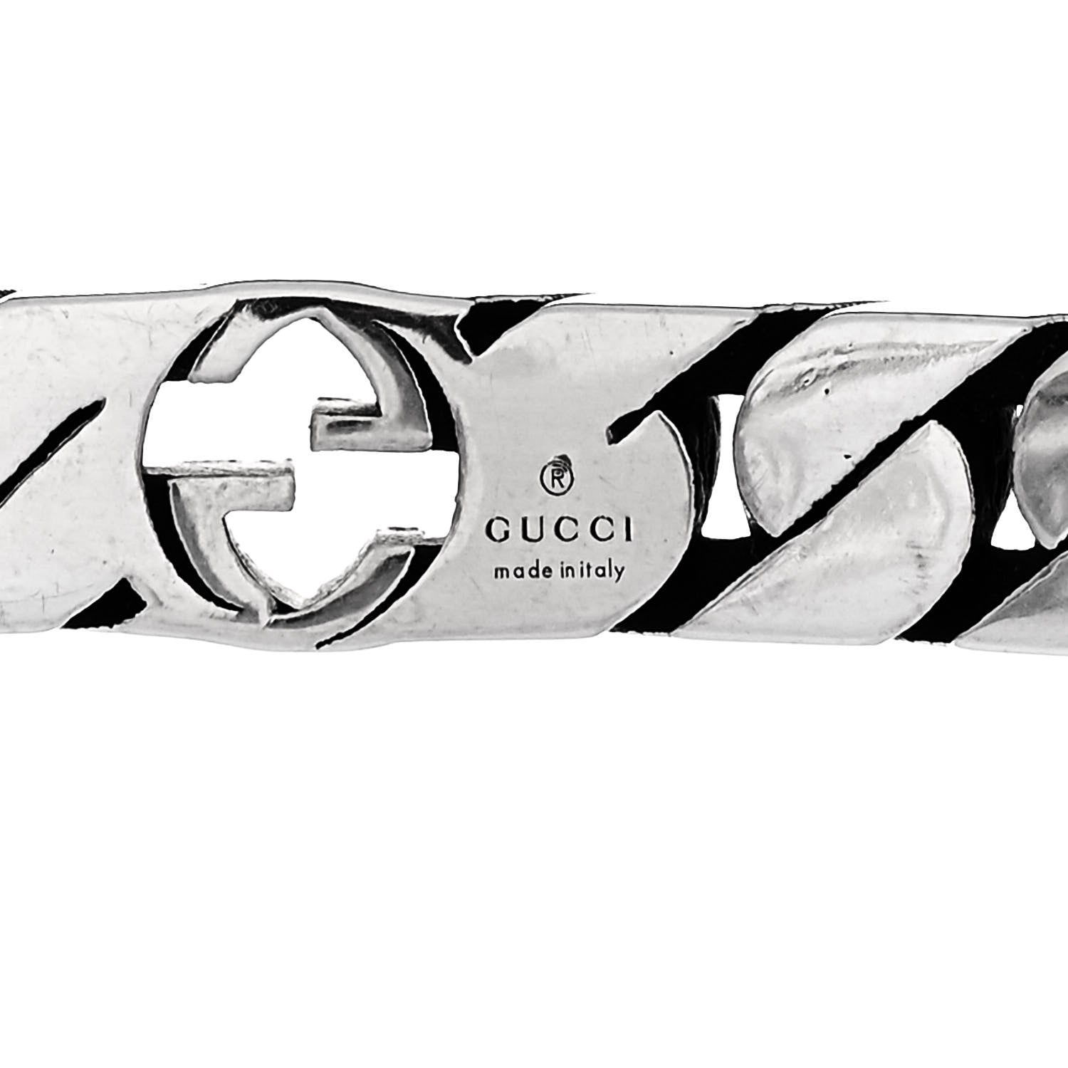 Gucci Sterling Silver Interlocking G Cuff Bracelet 17 3 of 4