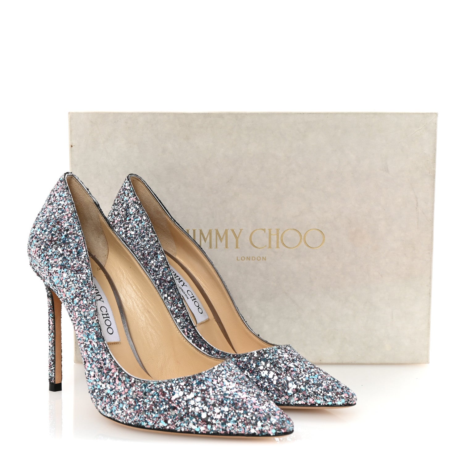 Jimmy Choo Coarse Glitter Romy 100 Pumps 38 Bubblegum 9 of 9