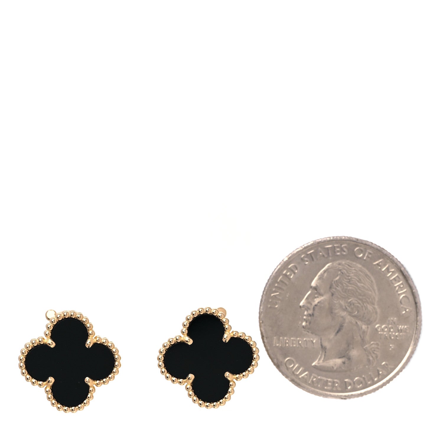Van Cleef & Arpels 18K Yellow Gold Black Onyx Vintage Alhambra Earrings 2 of 5