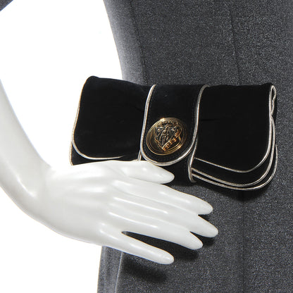 Gucci Suede Hysteria Foldover Medallion Clutch Black 2 of 7