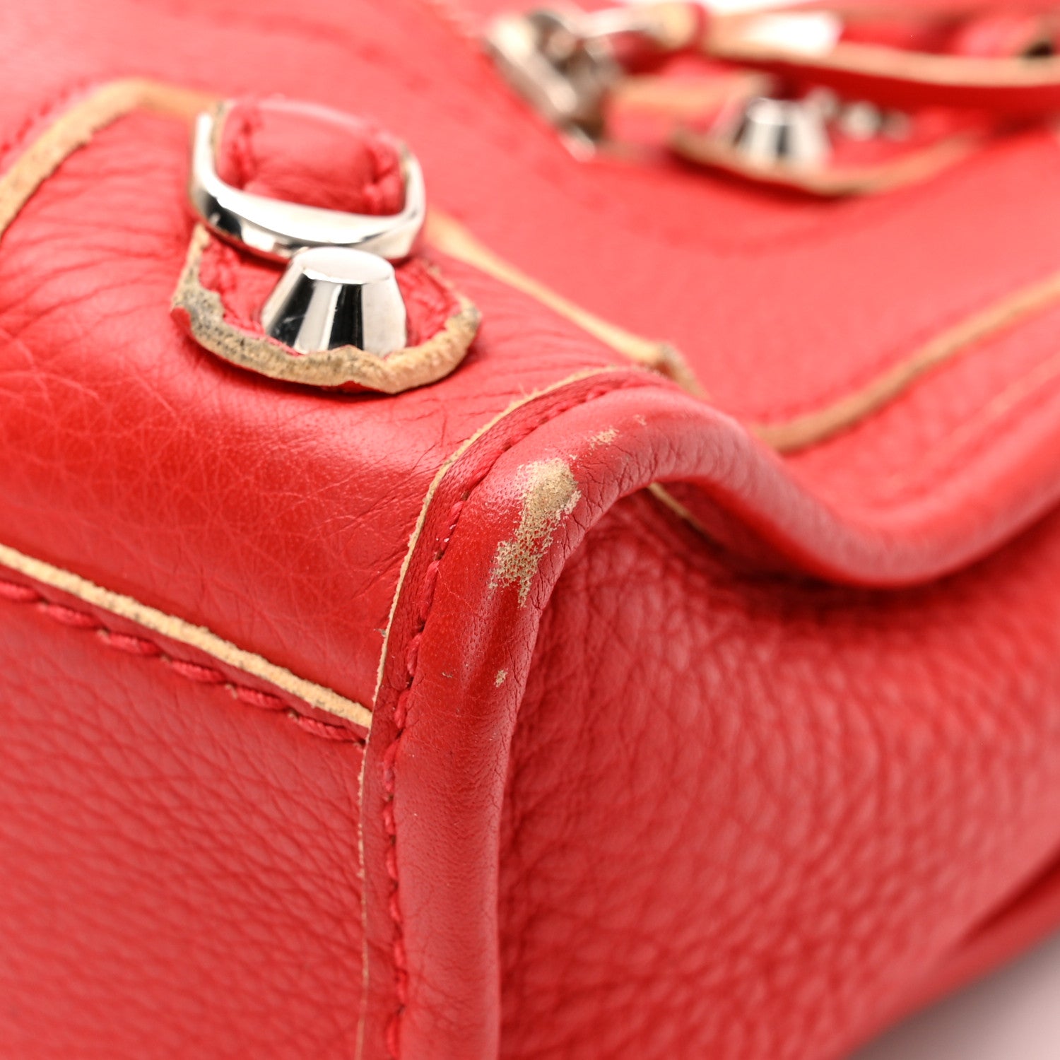 Balenciaga Supple Grained Calfskin Classic Silver Hardware Highlight Mini City Rouge Fraise 12 of 14