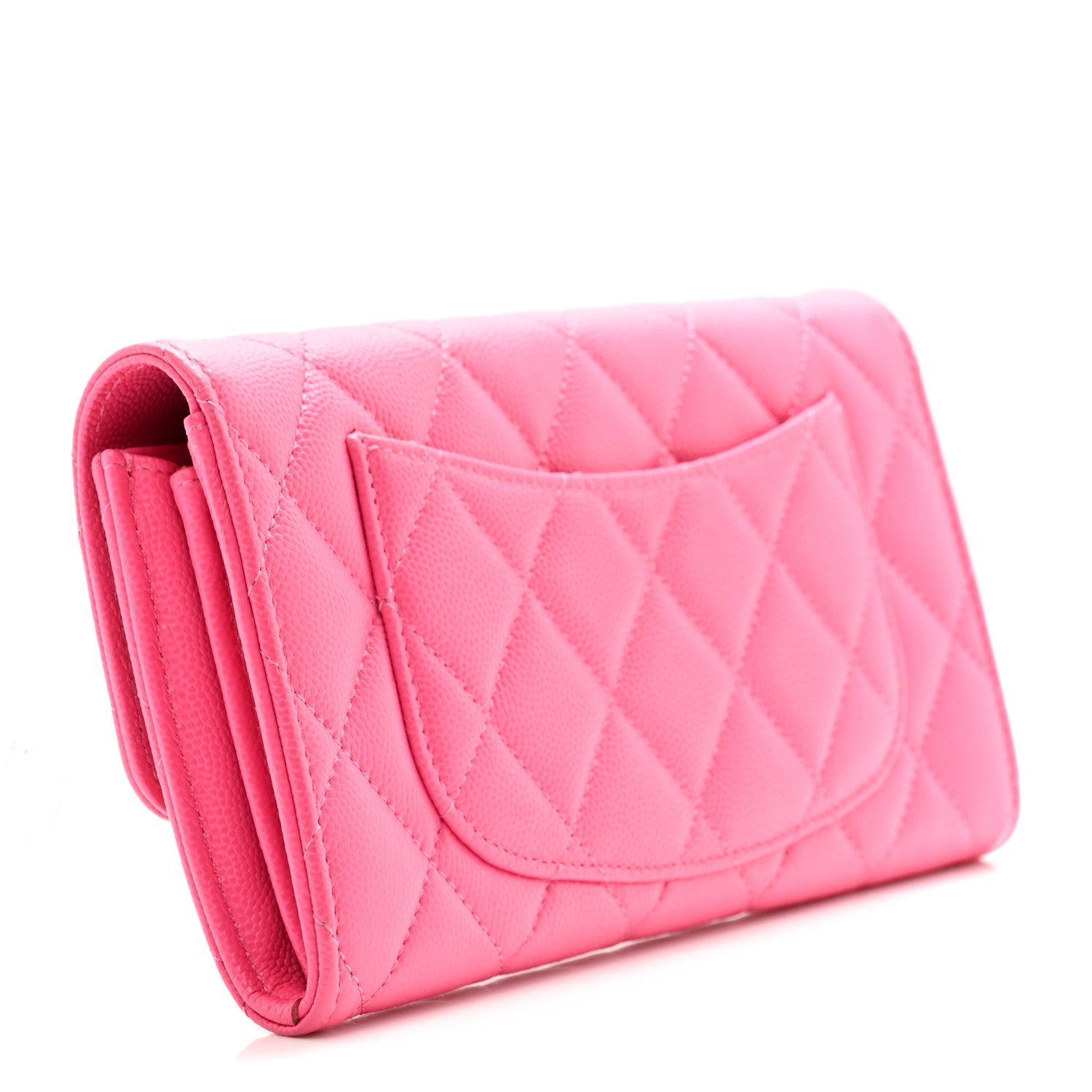 Chanel Caviar Quilted Large Gusset Flap Wallet Pink 3 of 9