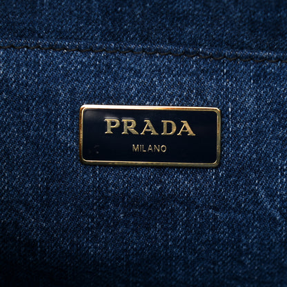 Prada Denim Small Logo Tote Bleu 6 of 10