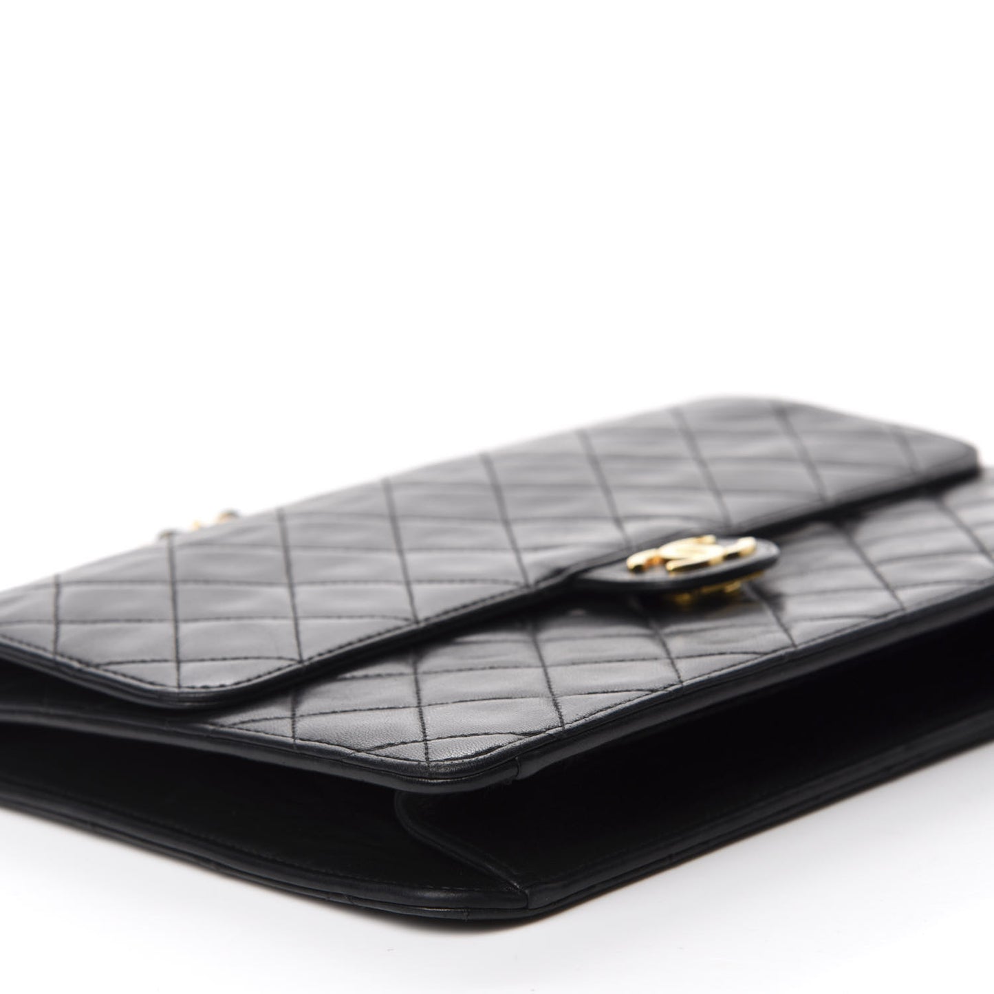 Lambskin Quilted Medium Single Flap Black