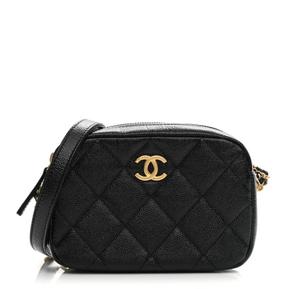 Chanel Shiny Caviar Quilted Chain Melody Camera Bag Black 1 of 10