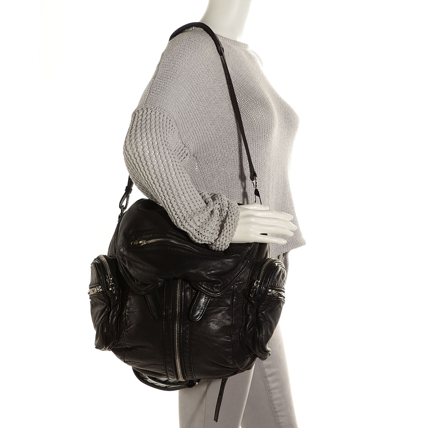 Alexander Wang Lambskin Marti Backpack Washed Black Rhodium Hardware 2 of 9