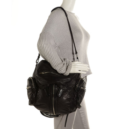 Alexander Wang Lambskin Marti Backpack Washed Black Rhodium Hardware 2 of 9