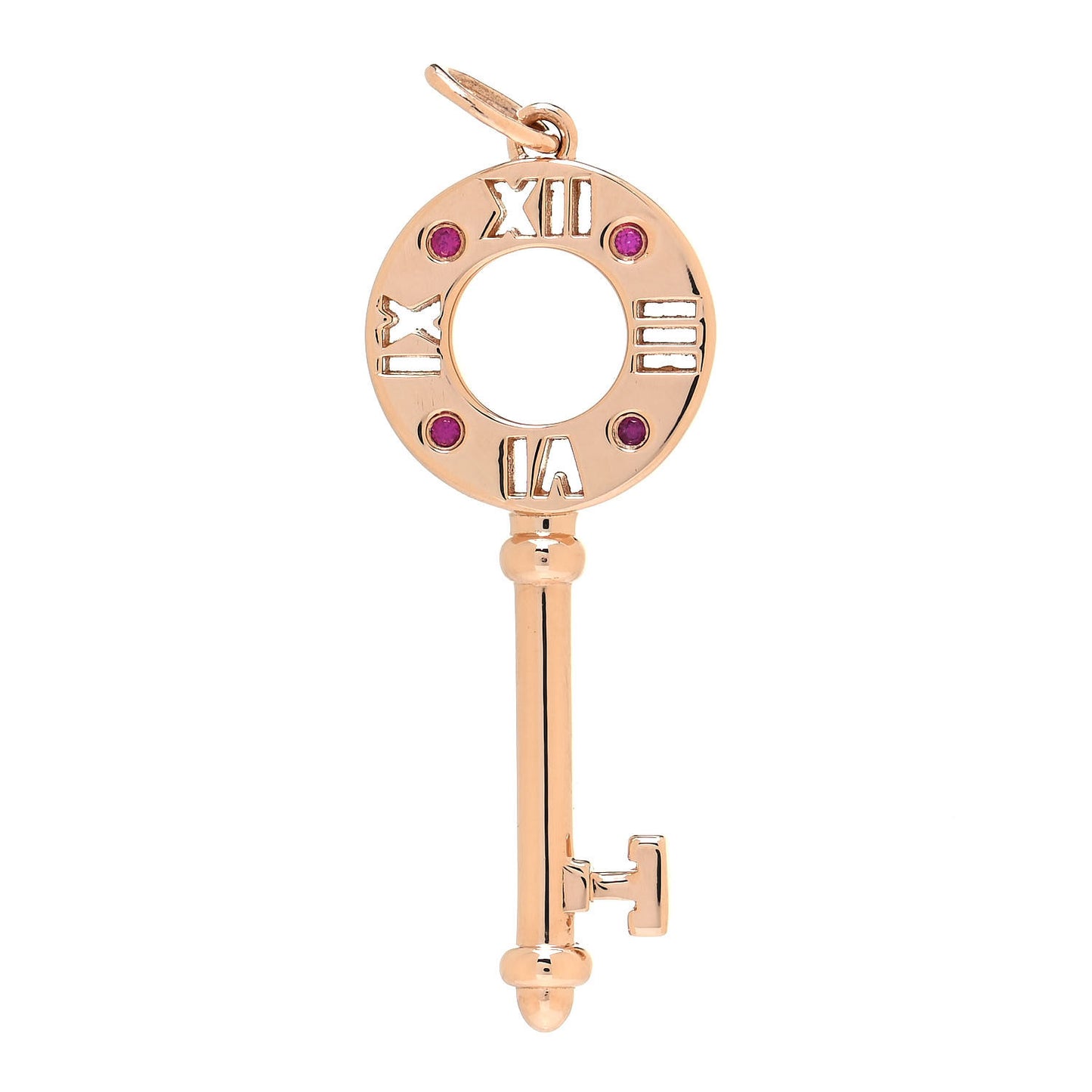 18K Rose Gold Ruby Atlas Pierced Key Pendant