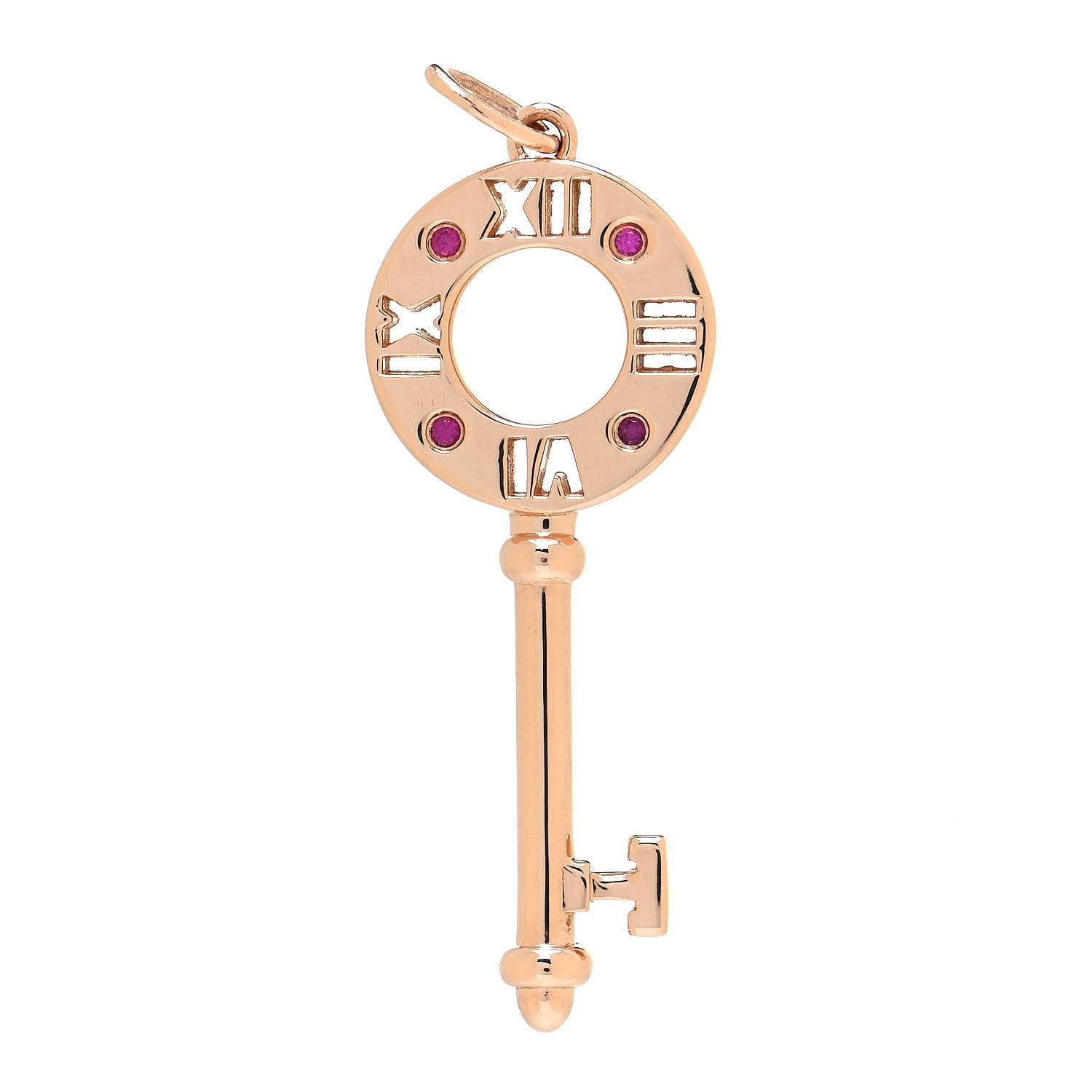 Tiffany 18K Rose Gold Ruby Atlas Pierced Key Pendant 1 of 4