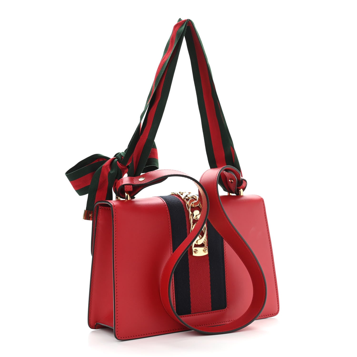Gucci Calfskin Small Sylvie Shoulder Bag Hibiscus Red 2 of 11