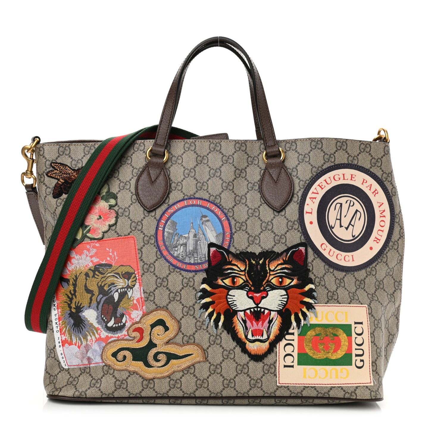 Soft GG Supreme Monogram Courrier Medium Crossbody Tote Beige New Acero