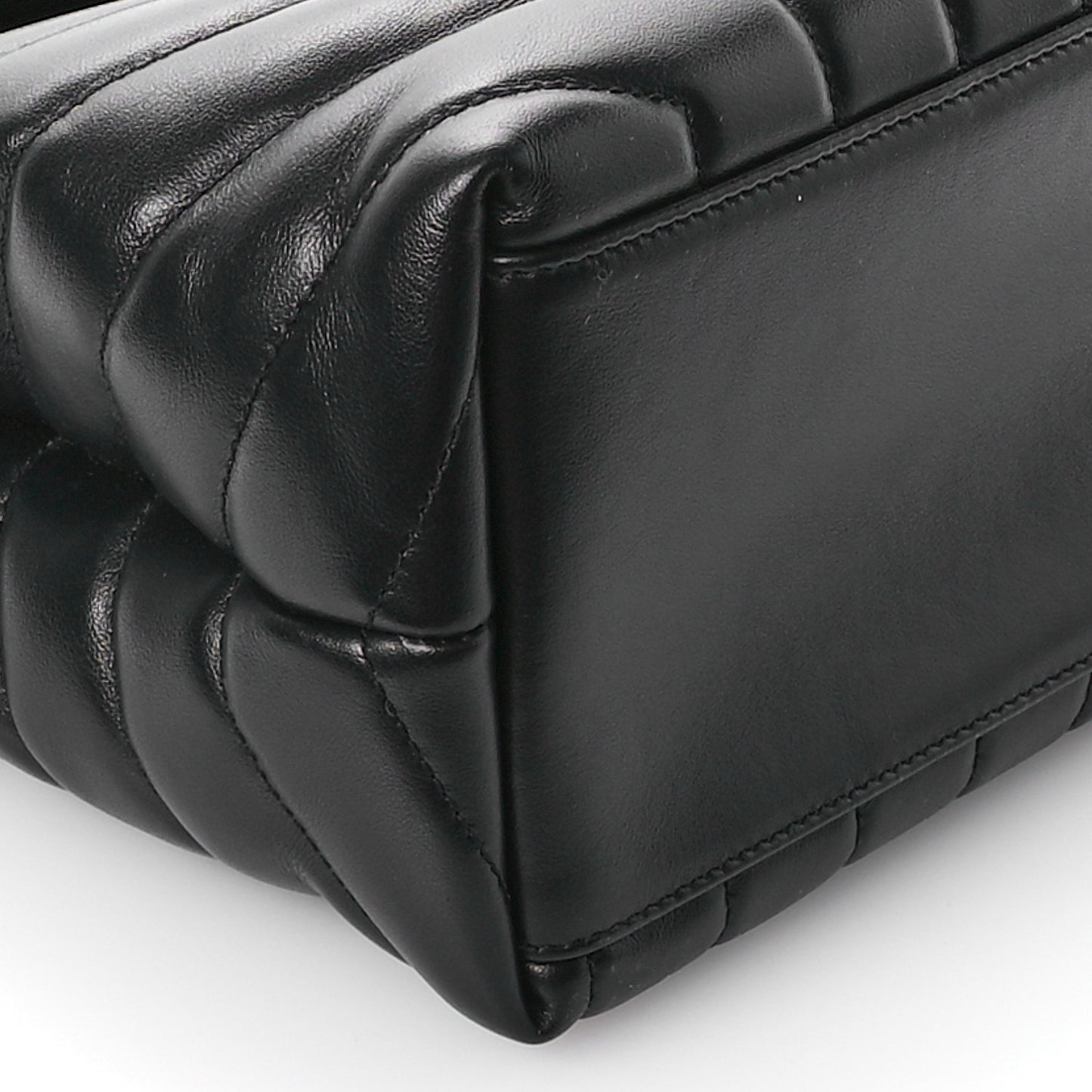 Calfskin Y Quilted Monogram Medium Loulou Chain Satchel Black