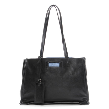 Prada Glace Calf Etiquette Shopping Bag Black Astrale 1 of 7