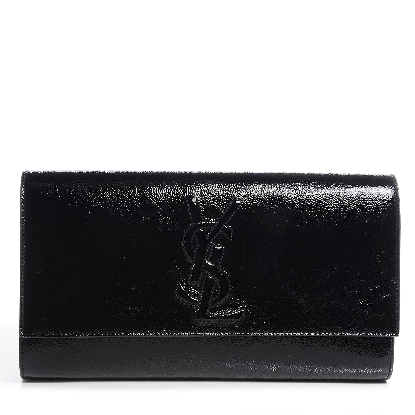 Textured Patent Monogram Large Belle De Jour Clutch Black