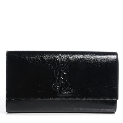 Saint Laurent Textured Patent Monogram Large Belle De Jour Clutch Black 1 of 7