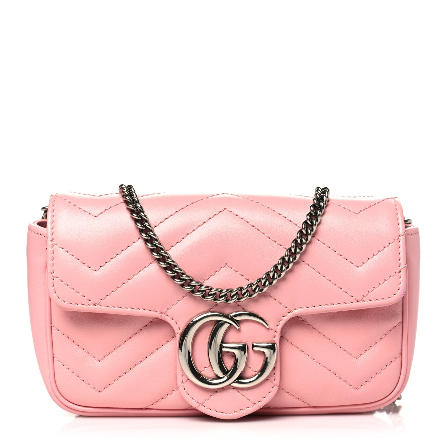Calfskin Matelasse Super Mini GG Marmont Shoulder Bag Wild Rose
