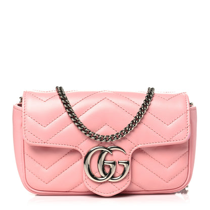 Gucci Calfskin Matelasse Super Mini GG Marmont Shoulder Bag Wild Rose 1 of 9