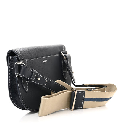Christian Dior X KAWS Grained Calfskin Saddle Pouch Navy Blue 3 of 11