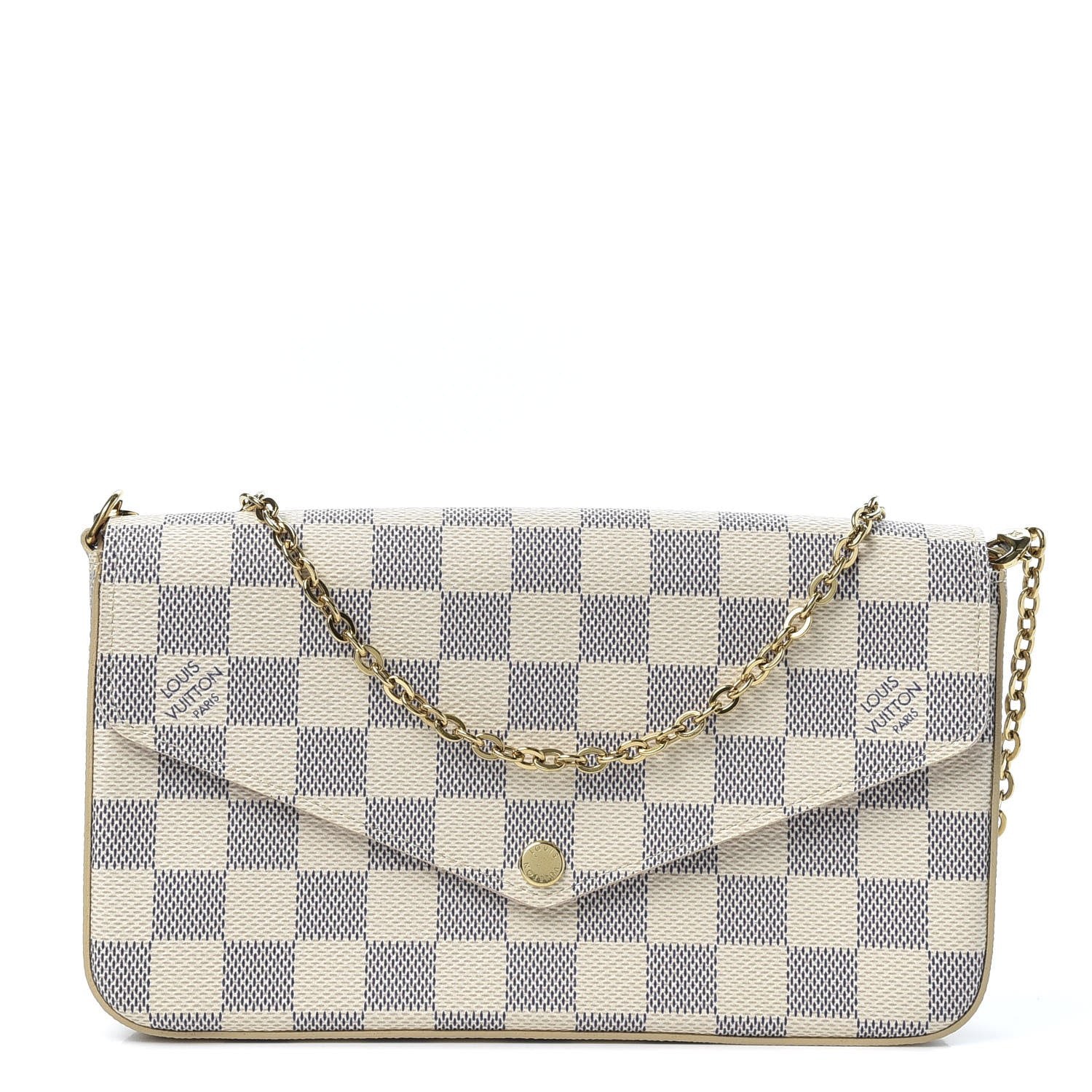 Louis Vuitton Damier Azur Pochette Felicie Chain Wallet Rose Ballerine 1 of 10