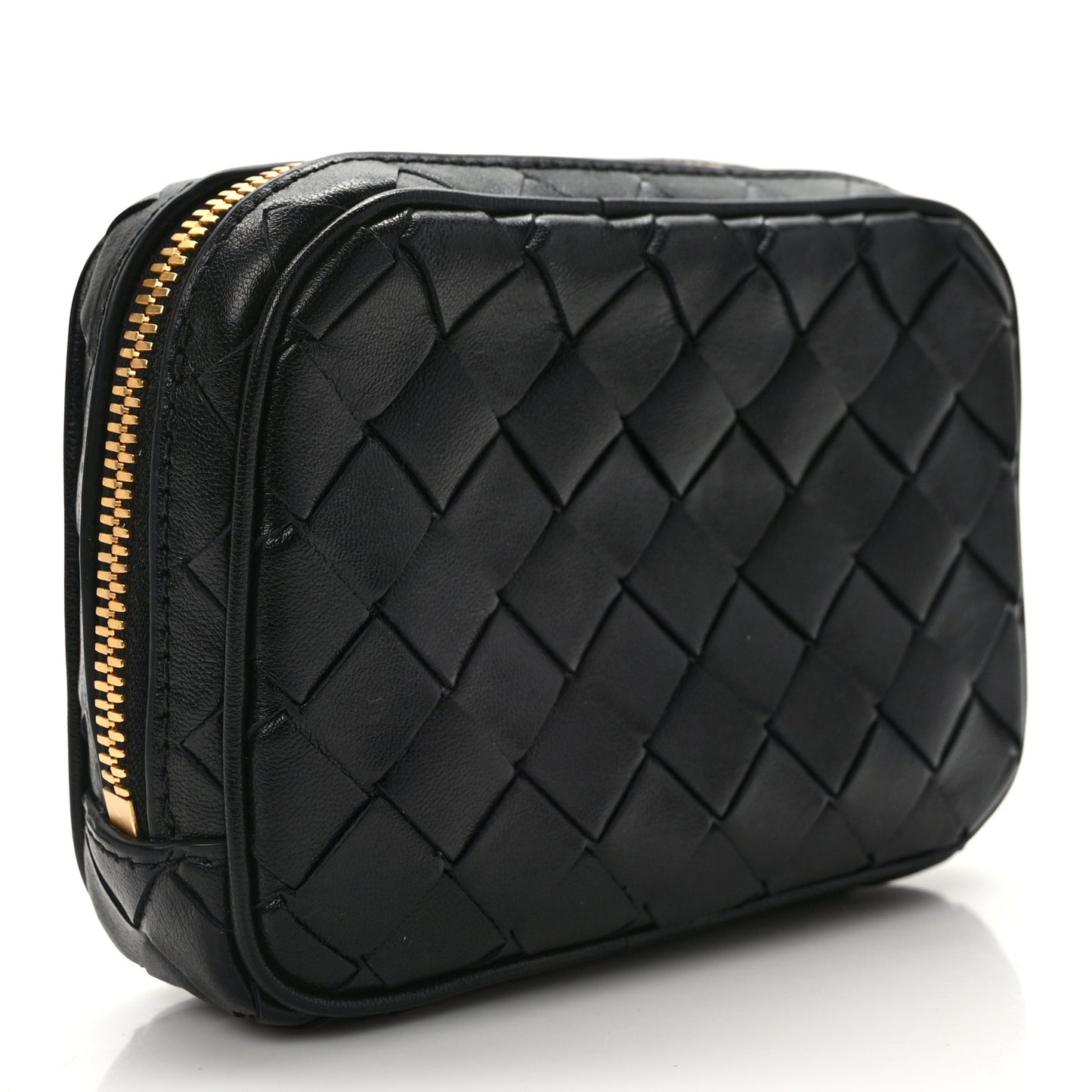 Calfskin Intrecciato Teen Zippered Pouch Black