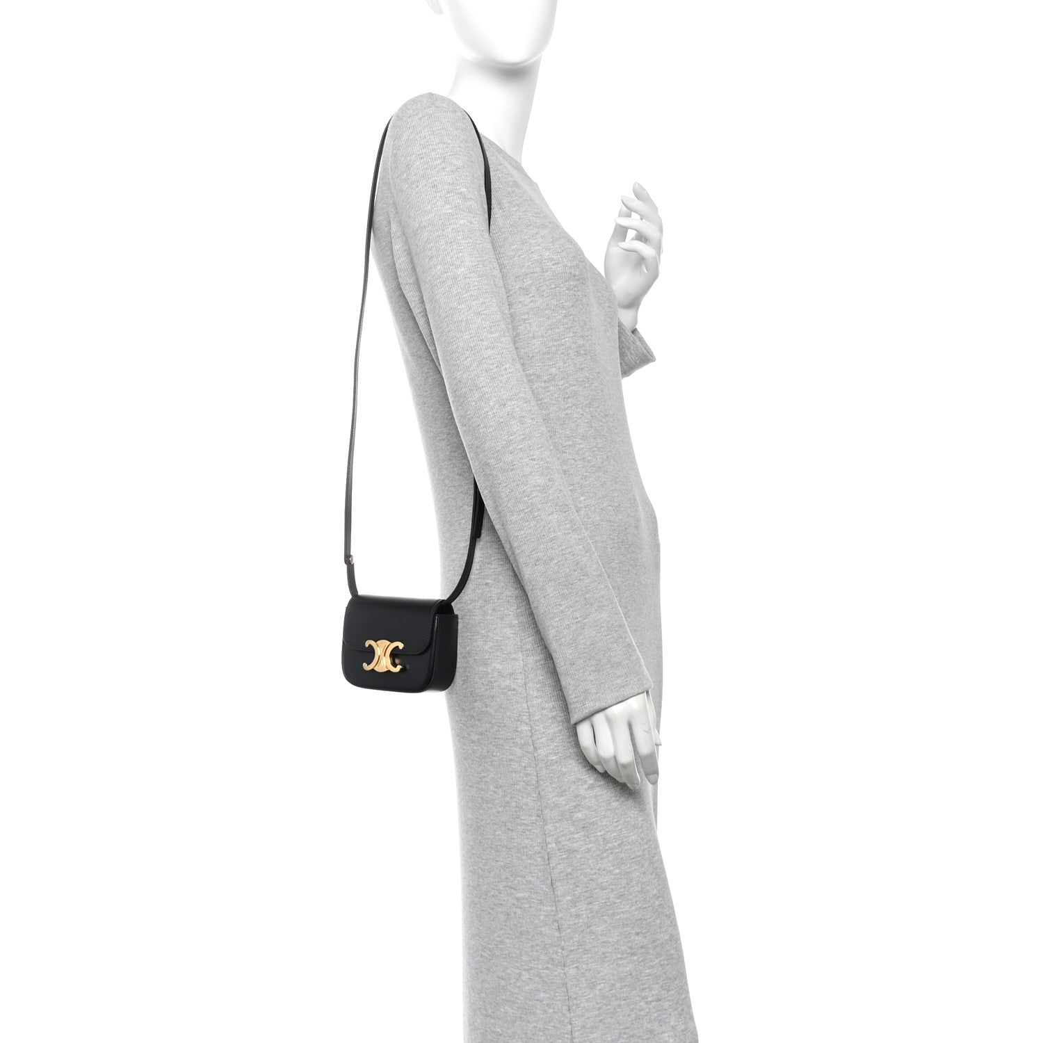 Celine Shiny Calfskin Mini Triomphe Black 2 of 13