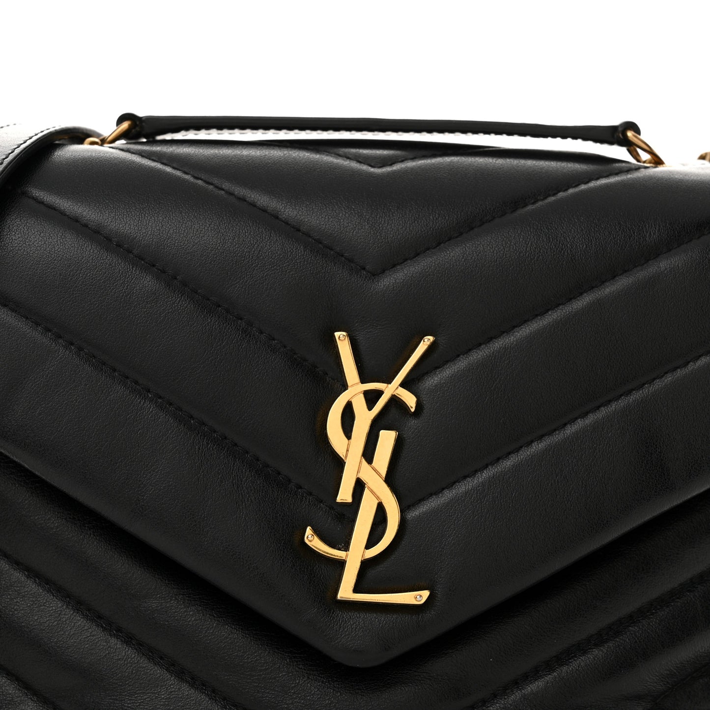 Calfskin Y Quilted Monogram Small Loulou Chain Satchel Black