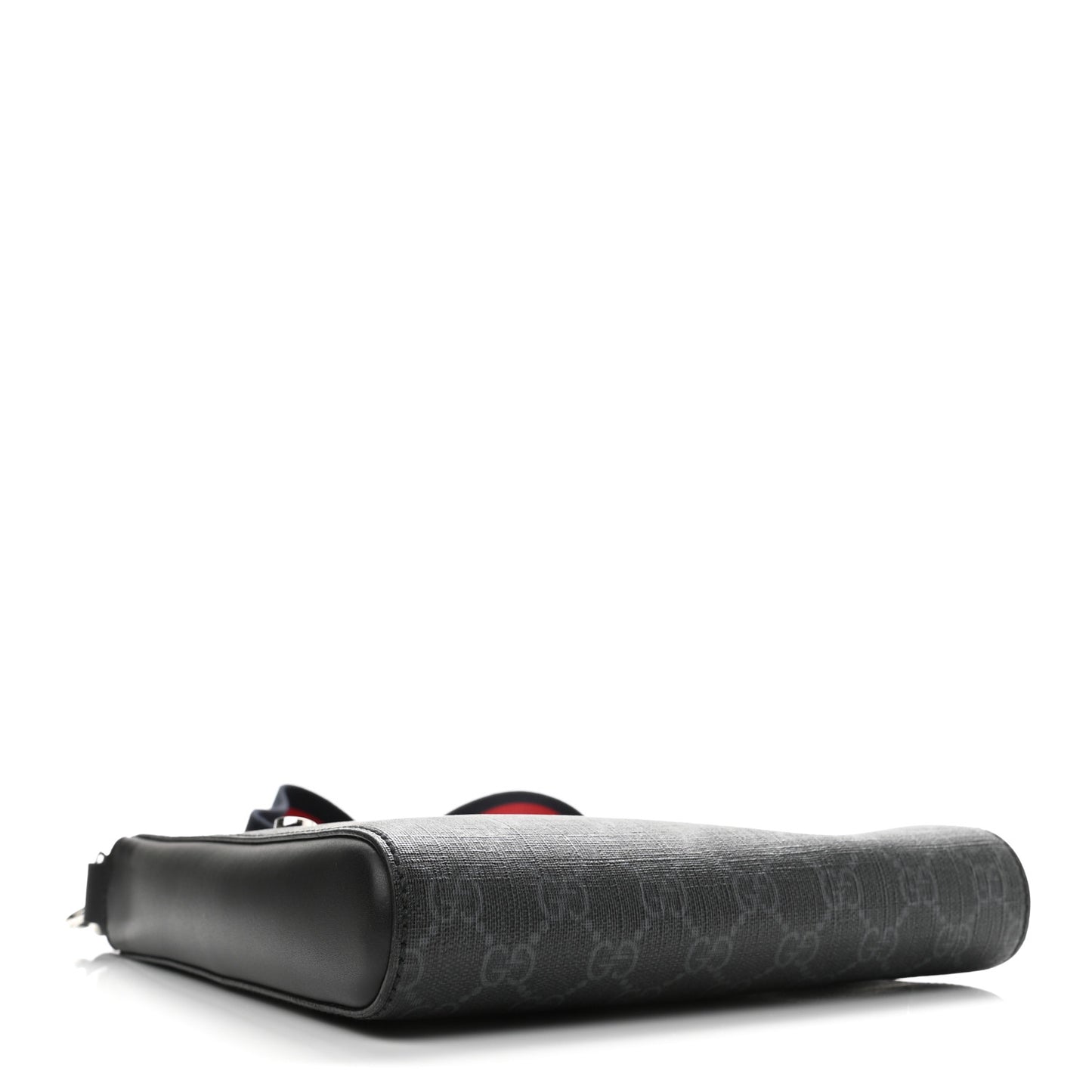 GG Supreme Monogram Web Small Flat Messenger Bag Black Grey