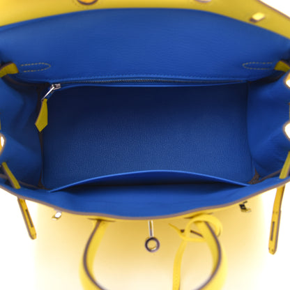 Hermes Taurillon Novillo Verso Birkin 25 Lime Bleuet 4 of 8