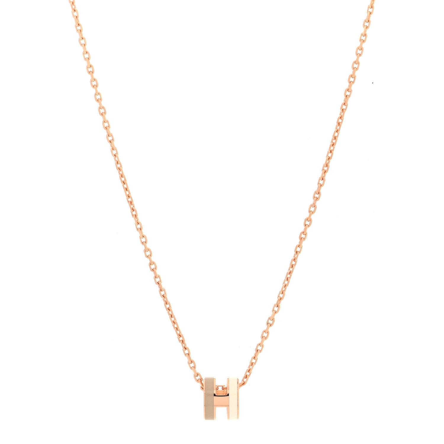 Hermes Lacquered Rose Gold Mini Pop H Rocabar Pendant Necklace Systeme 1 of 6