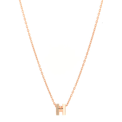 Hermes Lacquered Rose Gold Mini Pop H Rocabar Pendant Necklace Systeme 1 of 6