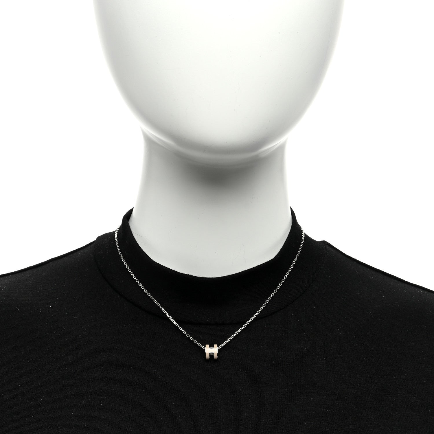 Hermes Palladium Mini Pop H Pendant Necklace Marron Glace 2 of 5