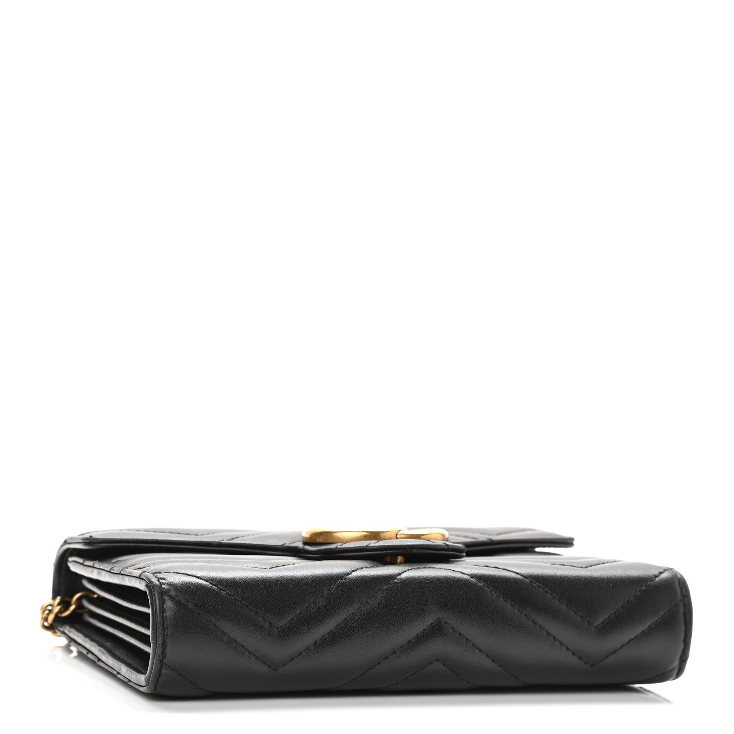 Gucci Calfskin Matelasse GG Marmont Chain Wallet Black 4 of 12
