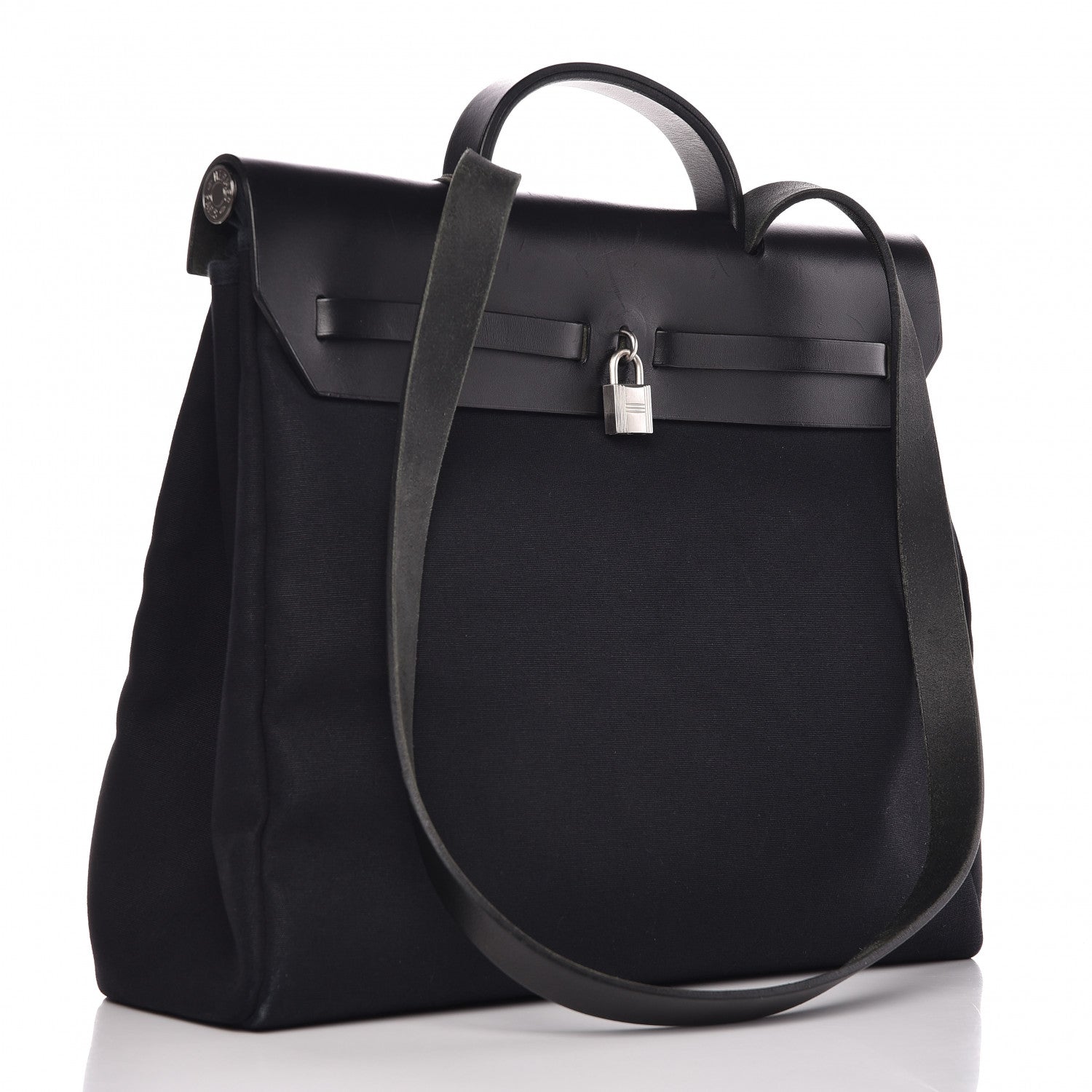 Hermes Toile Vache Calfskin Herbag 39 MM Black 4 of 12