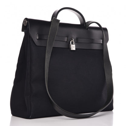 Hermes Toile Vache Calfskin Herbag 39 MM Black 4 of 12