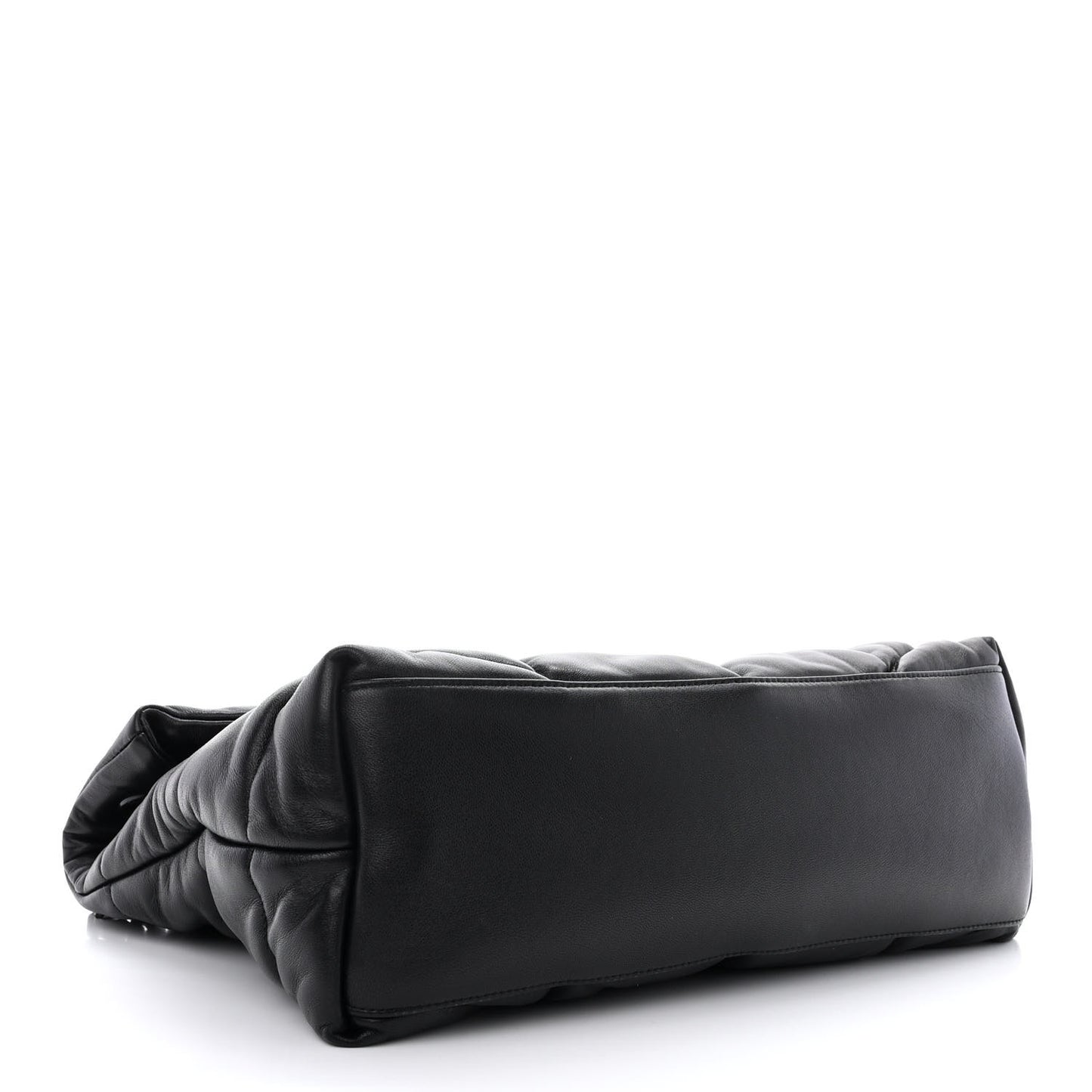 Lambskin Quilted Monogram Monochrome Medium Loulou Puffer Chain Satchel Black