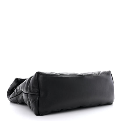 Saint Laurent Lambskin Quilted Monogram Monochrome Medium Loulou Puffer Chain Satchel Black 4 of 10