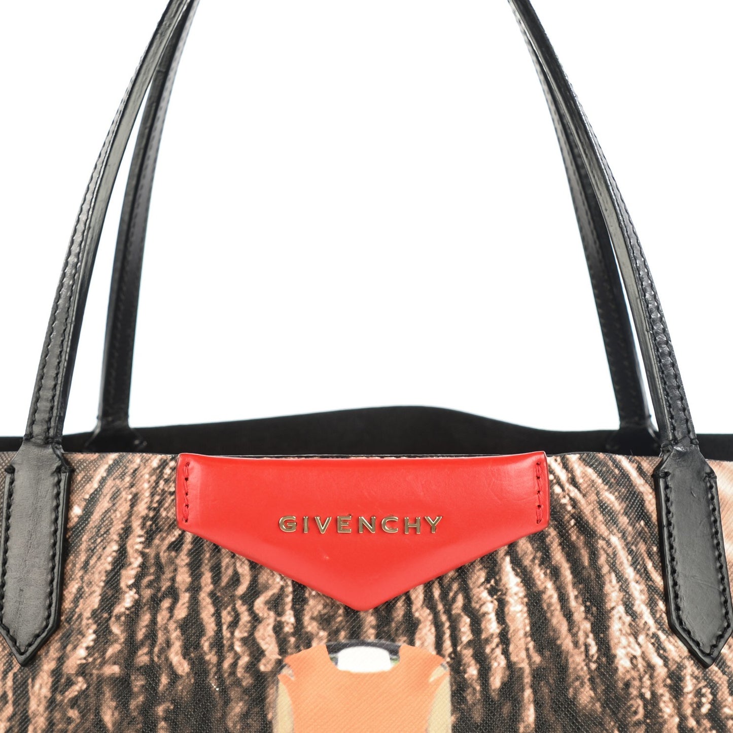 Textured Coated Canvas Tribal Girl Print Large Antigona Tote Multicolor