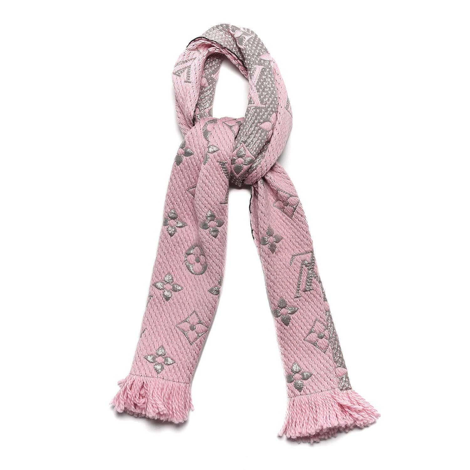 Louis Vuitton Wool Silk Logomania Shine Scarf Pink 1 of 4
